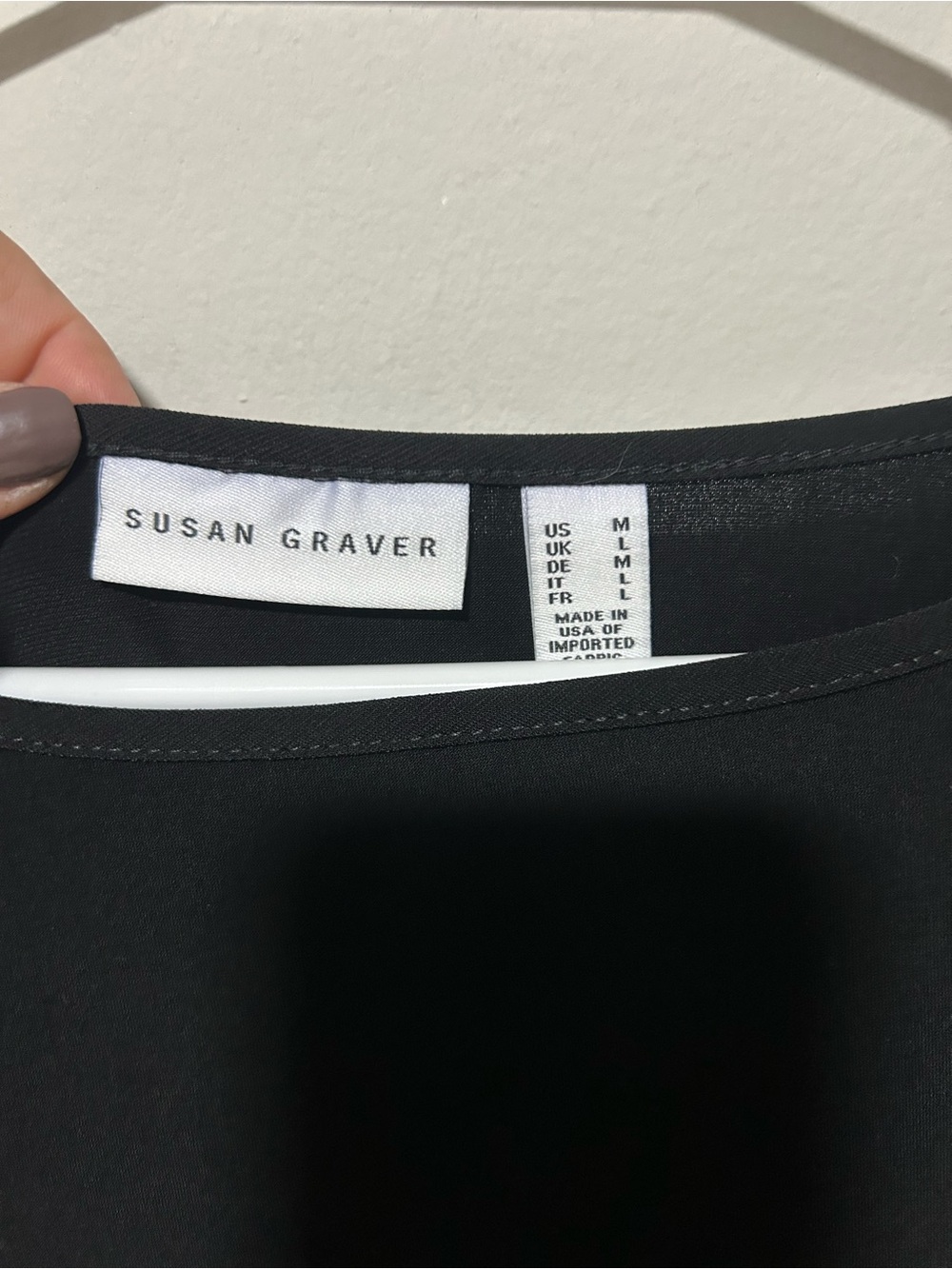 Susan Graver Liquid Knit Asymmetrical Hem Tunic Top Black Size M 0502 - Picture 5 of 9